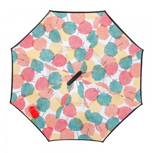 Ovida Double Layer Reverse Umbrella nwere akwụkwọ ebipụtara maka onyinye na mgbasa ozi Nhazi ahaziri ahazi