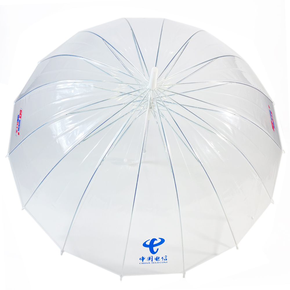 Good quality Dog Umbrella Leash - Automatic 16ribs Stick straight transparent golf Umbrella – DongFangZhanXin detail pictures