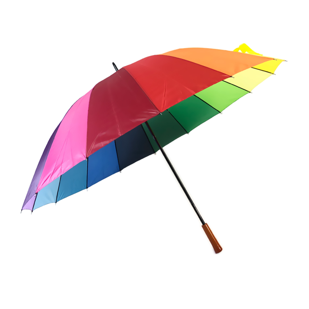 Professional China Mini Sun Umbrella - Ovida Wooden Handle Manual Open Customized Rainbow Stick Umbrella – DongFangZhanXin