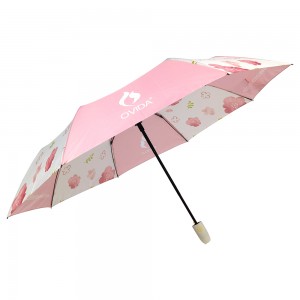 OVIDA Umbrella Manufacturers Wholesale Fully-Automatic 3 Folding Umbrella for Advertising Custom Umbrella Outdoor