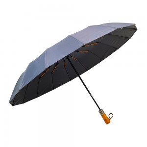 OVIDA 105cm Open Diameter Fully-Automatic Three-Folding Wooden Handle Umbrella 16K Customizable Logo Advertising